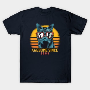 Retro Cool Cat Awesome Since 2008 // Awesome Cattitude Cat Lover T-Shirt